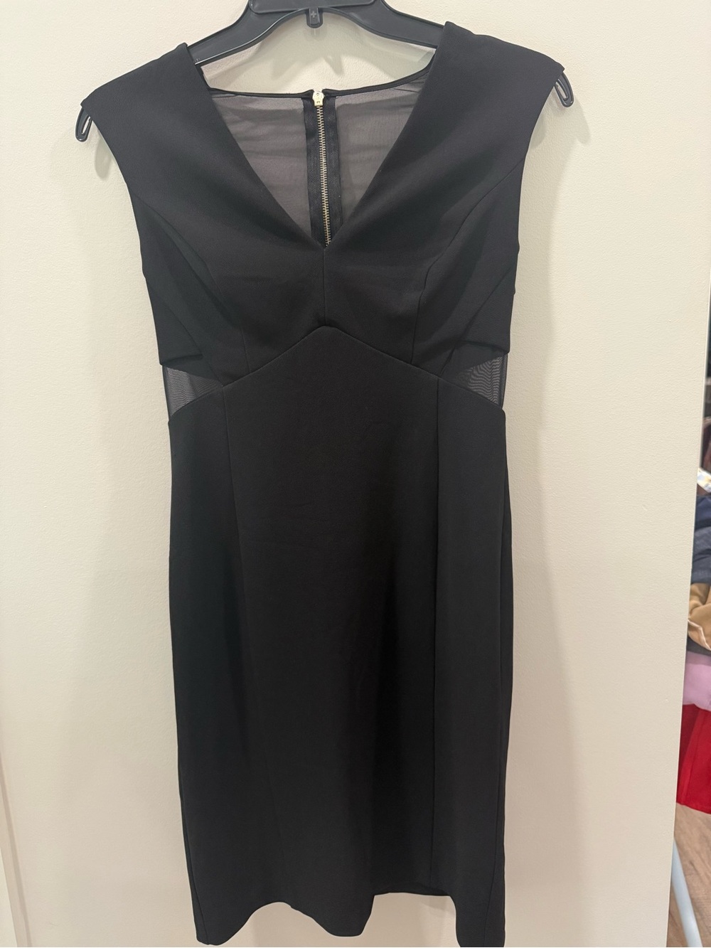 Aidan Mattox Black Mesh Panel Cocktail Dress, Black, Size 12, EUC